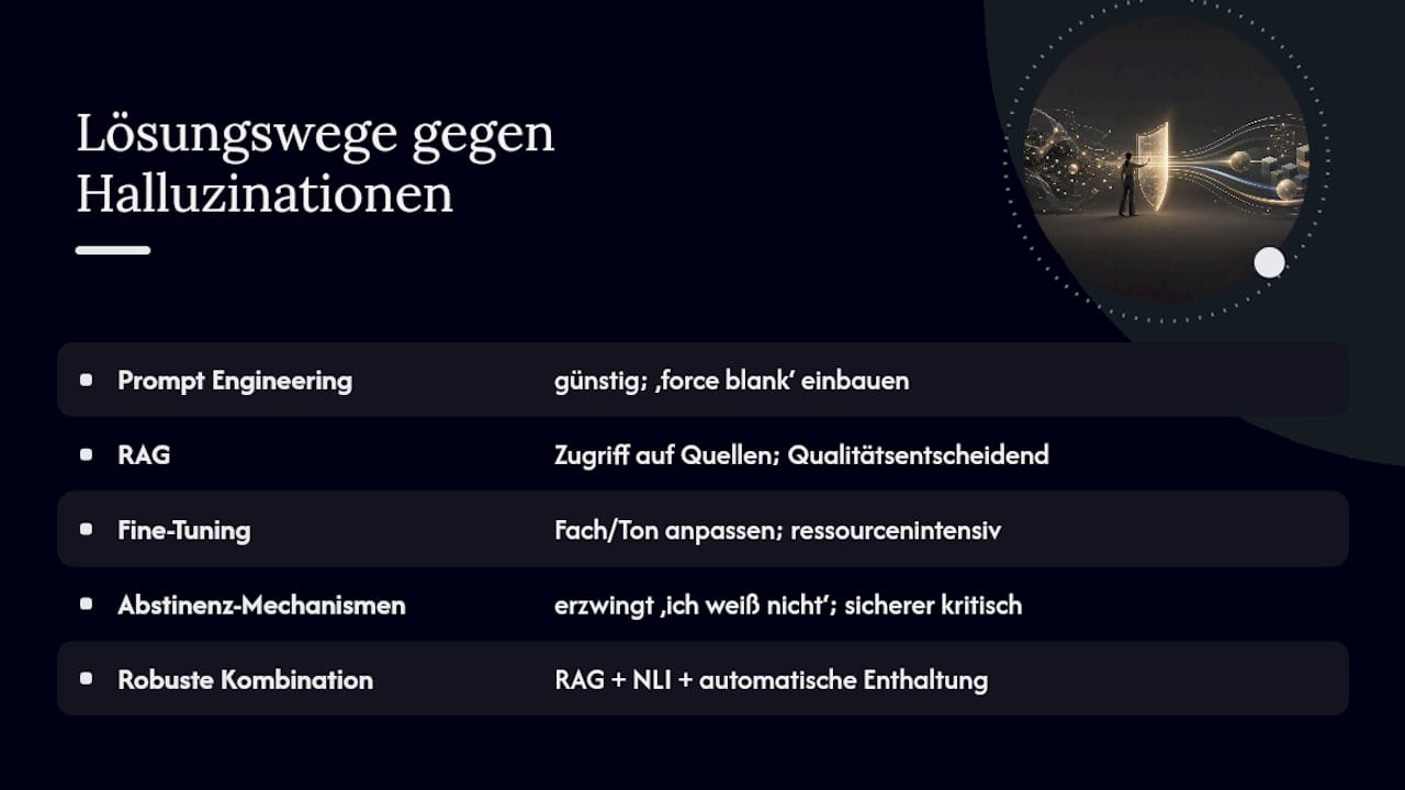 Vergleich von vier Methoden zur Vermeidung von Halluzinationen