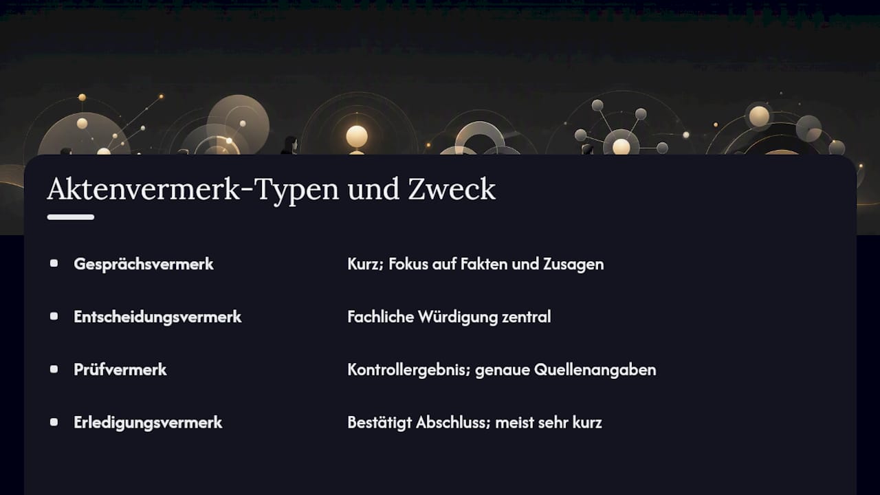 Unterschiedliche Arten von Aktenvermerken und deren Einsatzbereiche — overview diagram